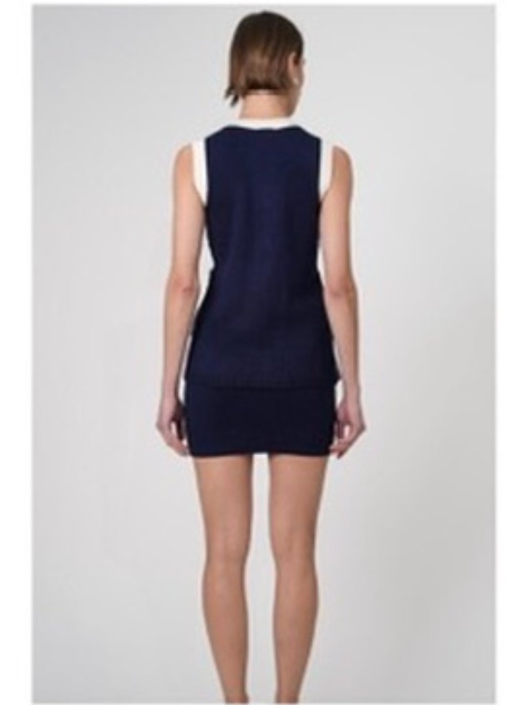 Nwt Parentezi Isla Navy Knit Mini Skirt Wool Blend Size Small — image 3 of 8